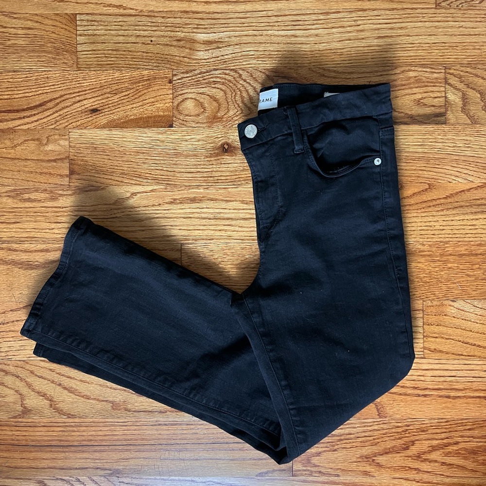 Frame Denim Black Mini Boot Crop Jeans